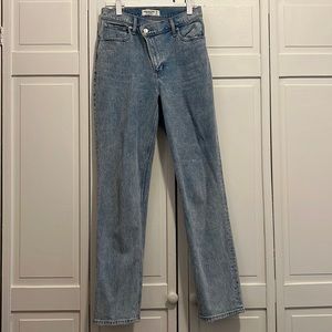 Abercrombie Straight High Rise Jeans Criss-Cross Waistband, Size 4
